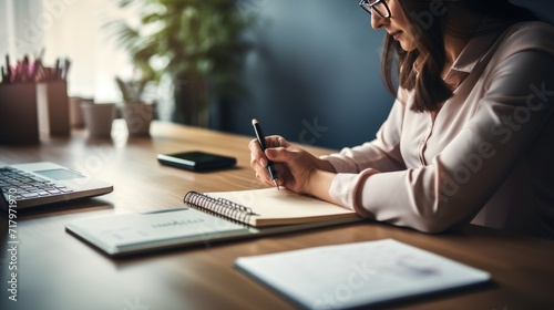 Event planner, timetable agenda plan, using mobile, talking not and calendar on office desk, close-up shop, copy space for text