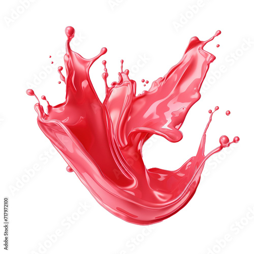 Pink strawberry milk splash on white background, photo