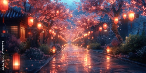 Cherry Blossom Festival at Night