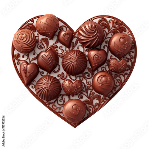 Heart shaped box with delicious chocolate candies on white background. © Ram rider