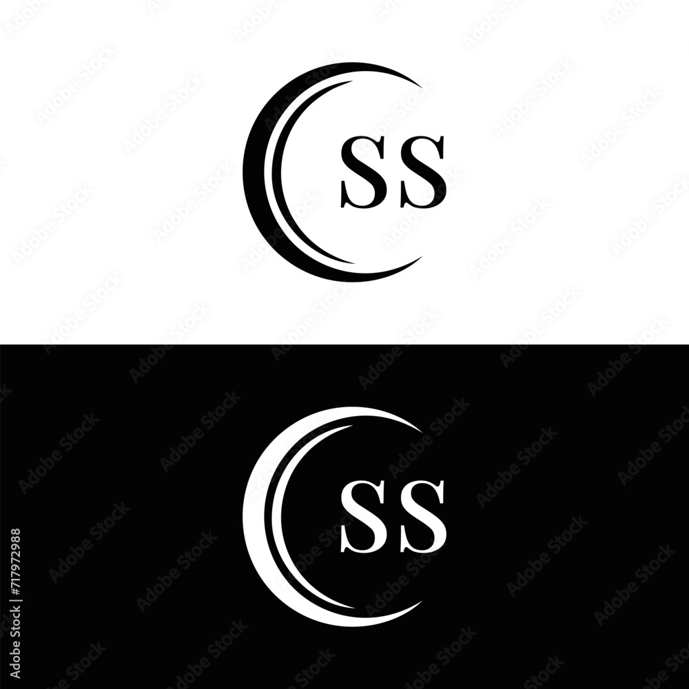 SS logo. S S design. White SS letter. SS, S S letter logo SET design. Initial letter SS linked circle uppercase monogram logo. S S letter logo SET vector design. SS letter logo design five style.	
