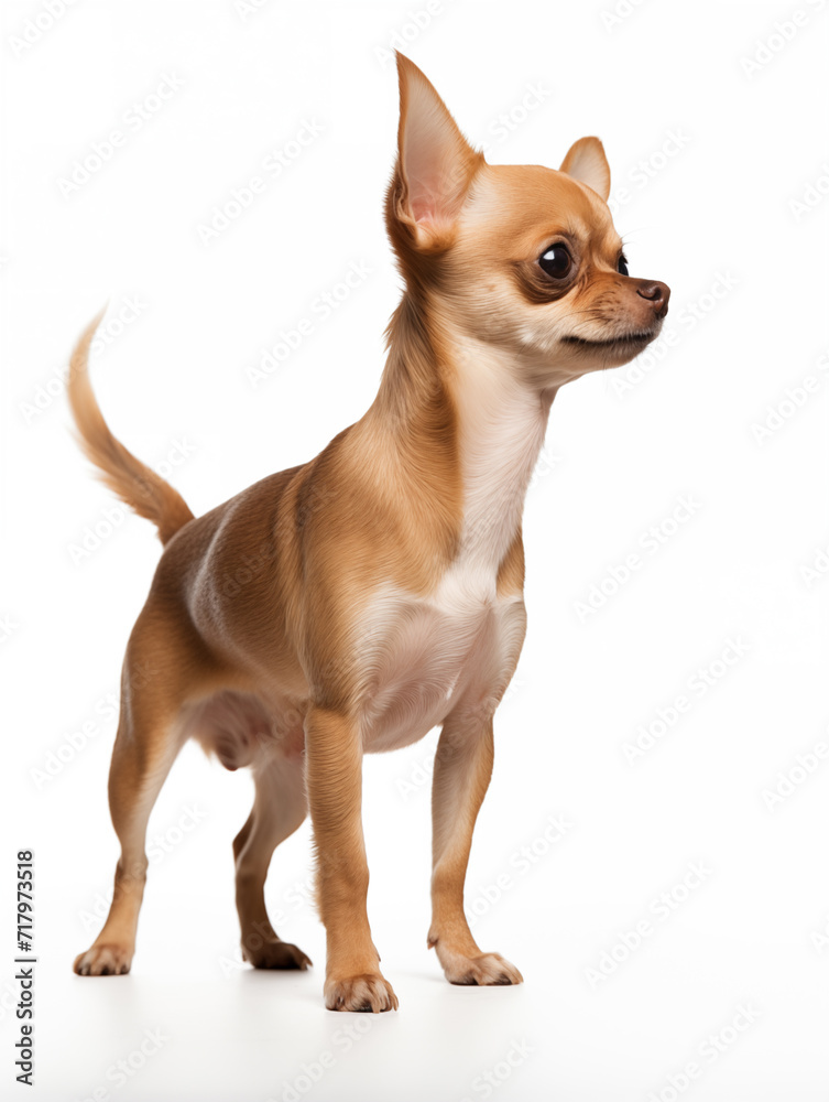 chihuahua dog standing looking at camera, isolated on all white background chihuahua dog standing looking at camera, isolated on all white background
