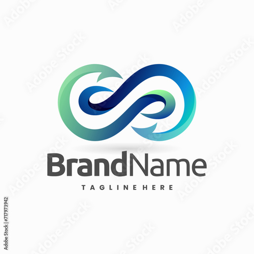 infinity hook logo design combination concept