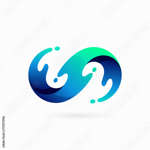 infinite water logo, water wave infinity logo design concept