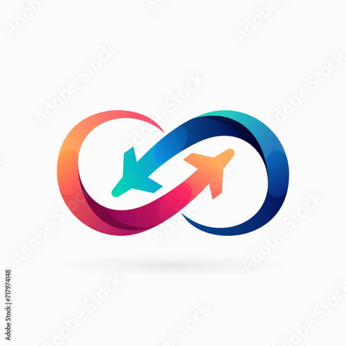 infinity fly logo with airplane shape in combination design concept design