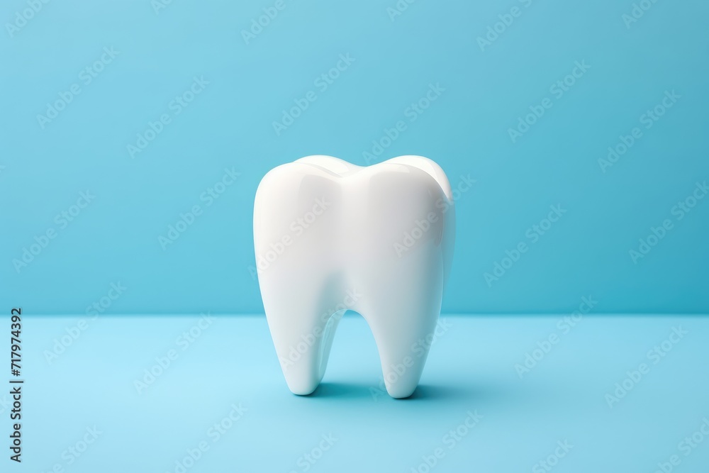 Single Human Molar Tooth Model Isolated on a Blue Background Single Human Molar Tooth Model Isolated on a Blue Background