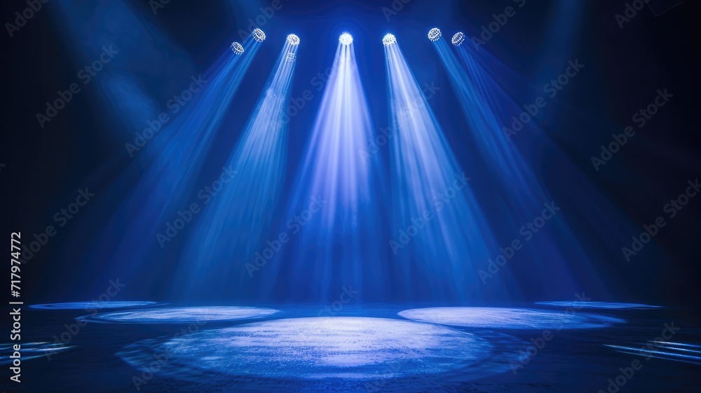 Spotlight effect for theater concert stage. Abstract glowing light of spotlight illuminated