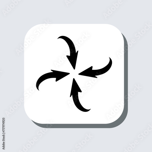 Inward arrow icon vector. Four Arrows sign symbol in trendy flat style. Arrow pointing center vector icon illustration in square isolated on gray background
