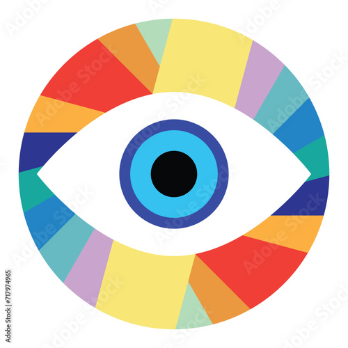Protection from the evil eye. Turkish nazar symbol. Greek charm or amulet. Evil eye charm icon. Vector illustration.