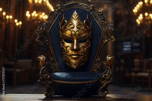 Volto mask. liquid gold. Inside medieval castle photo