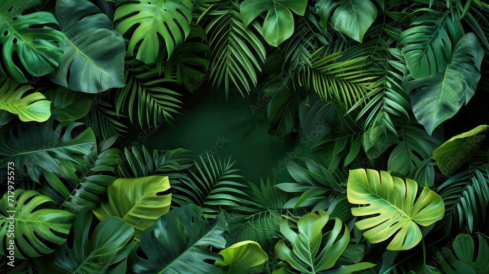 Tropical green leaves background