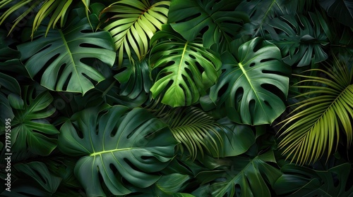 Tropical green leaves background © buraratn