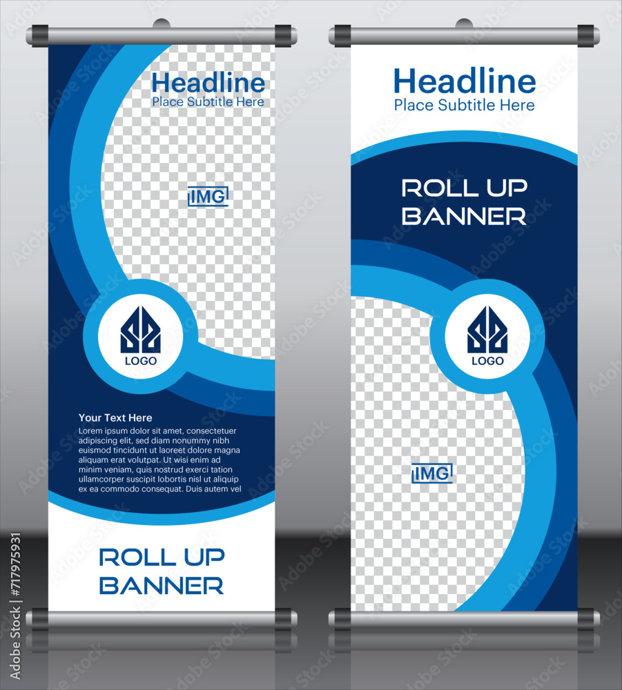 Business Roll up banner vertical template design, for brochure, business, flyer, infographics. modern x-banner and flag-banner advertising. vector illustration - obrazy, fototapety, plakaty 