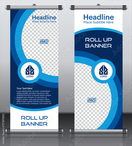 Business Roll up banner vertical template design, for brochure, business, flyer, infographics. modern x-banner and flag-banner advertising. vector illustration © Jazz Allen