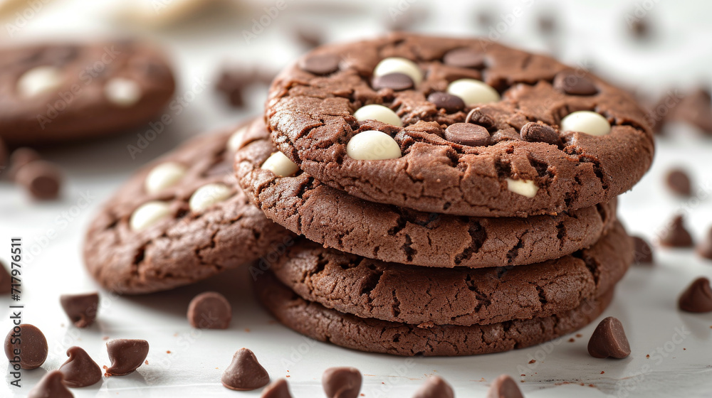 Soft baked choclate cookie well decorated product photo