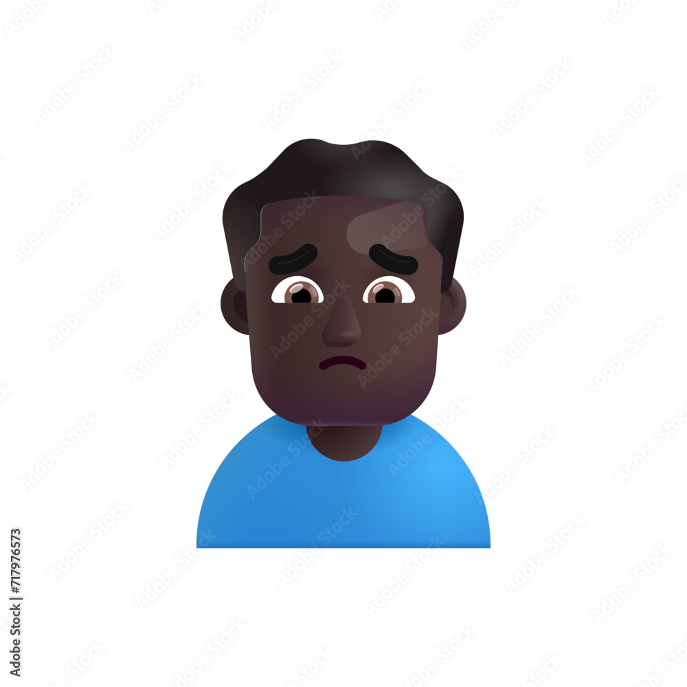 Man Frowning: Dark Skin Tone Man Frowning: Dark Skin Tone