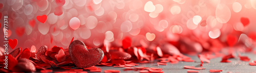 A background of falling hearts for Valentine's Day