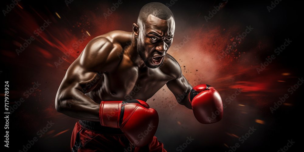 professional boxer punching on black background professional boxer punching on black background