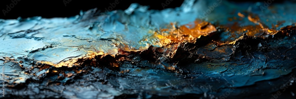 Abstract Mineral Terrain with Rich Blue Tones and Golden Accents Reflecting Light Abstract Mineral Terrain with Rich Blue Tones and Golden Accents Reflecting Light