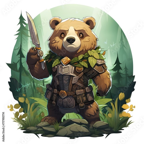 bear in the forest green theme photo