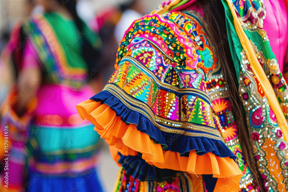 vibrant colors and intricate details of a traditional cultural festival.