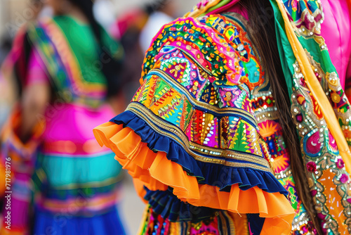 vibrant colors and intricate details of a traditional cultural festival.