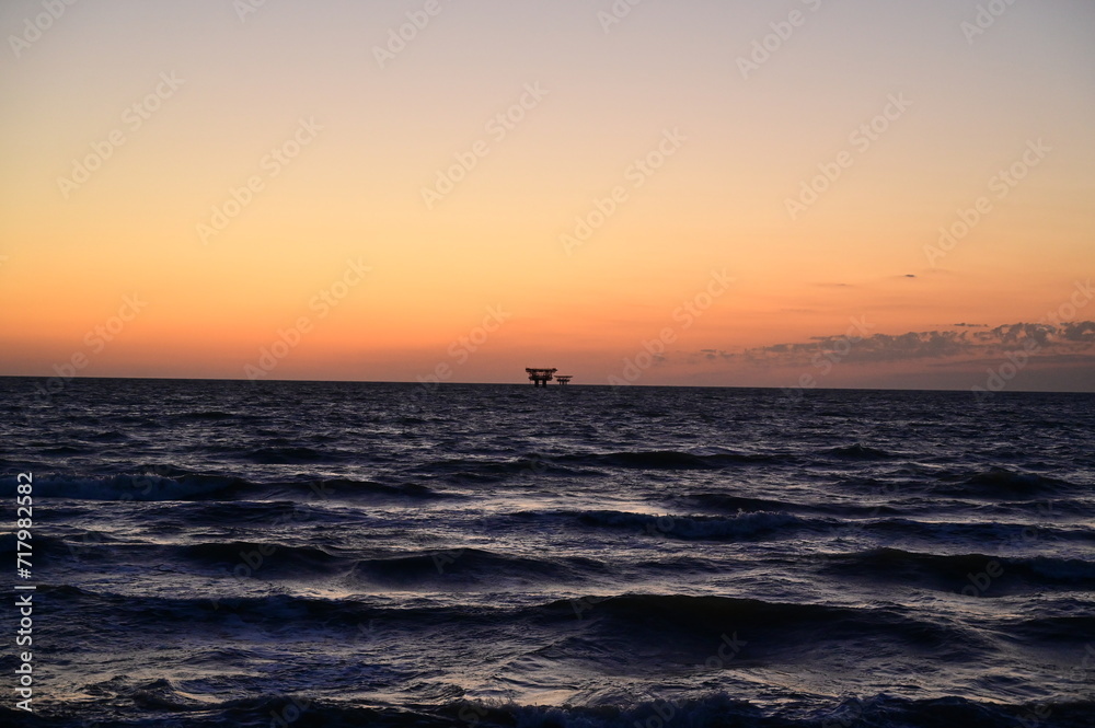 beautiful beach landscape sea, mountains and amusement park