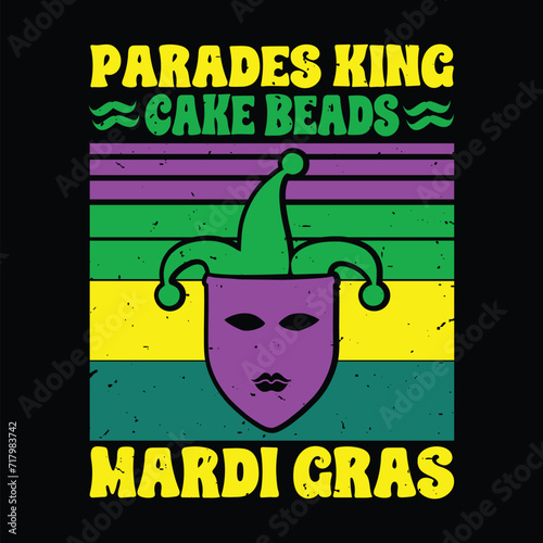 Parades King Cake Beads Mardi Gras, Mardi Gras T-Shirt Design