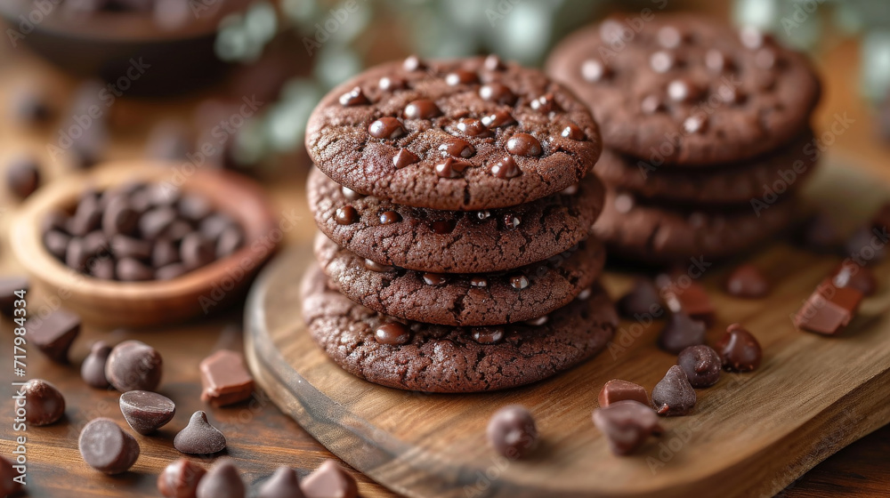 Soft baked choclate cookie well decorated product photo Soft baked choclate cookie well decorated product photo