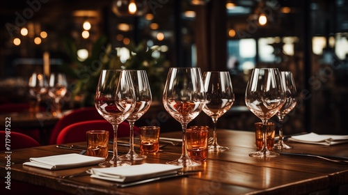 Abundant Wine Glasses on Table, A Glimpse of Exquisite Indulgence