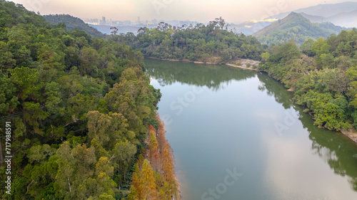 Lau Shui Heung Reservoir pond shoreline Jan 20 2024