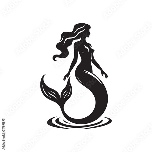 Enchanting Ocean Muse: A Mesmerizing Collection of Sea Siren Silhouettes - Sea Siren Illustration - Sea Siren Vector 