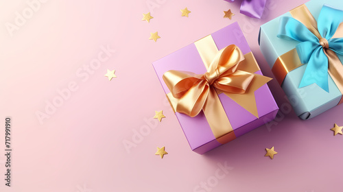 Gift background. Copy space with Christmas gifts, holiday or birthday © Derby