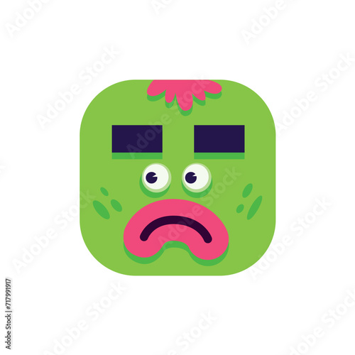 Avatar of square monster in cartoon design. An artful illustration of a funny square monster avatar with a vibrant cartoon design create a crazy and lighthearted image. Vector illustration.