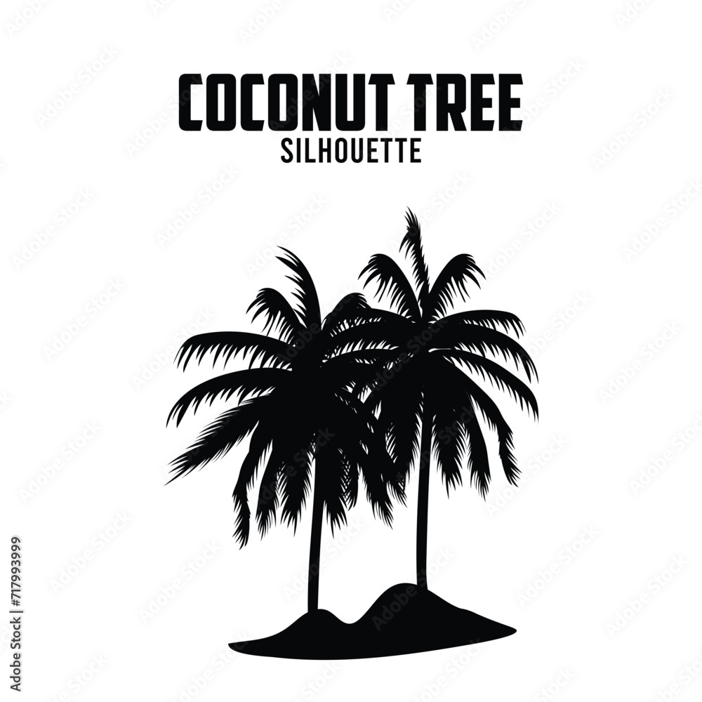 Fototapeta premium oconut tree Silhouette vector stock illustration, Palm Tree silhoutte