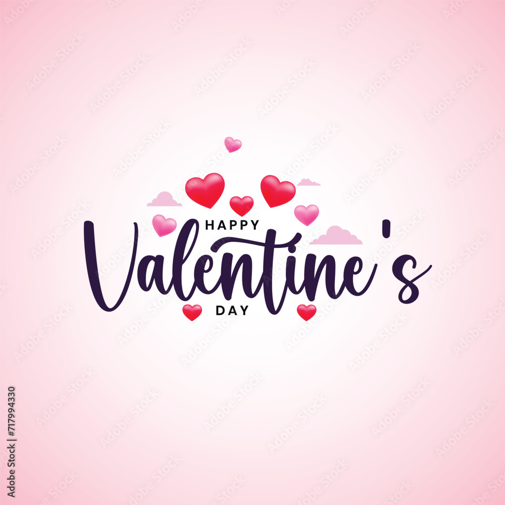 Valentine's Day background with heart pattern and typography of Happy Valentine's Day text. Vector illustration. Wallpapers, flyers, invitations, posters, brochures, banners. Valentine's Day Minimalis