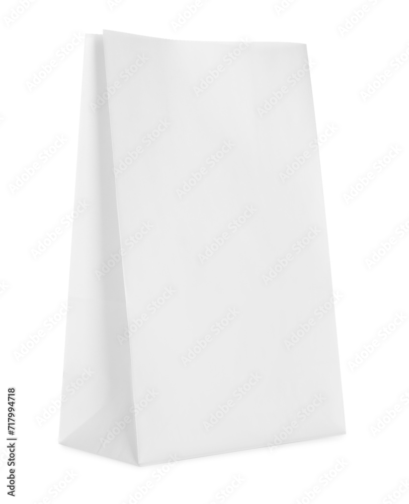 One open paper bag isolated on white One open paper bag isolated on white