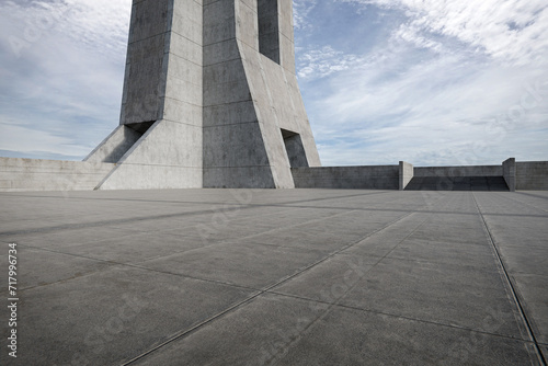 Empty concrete floor for parking. 3d rendering of abstract exterior architecture background.