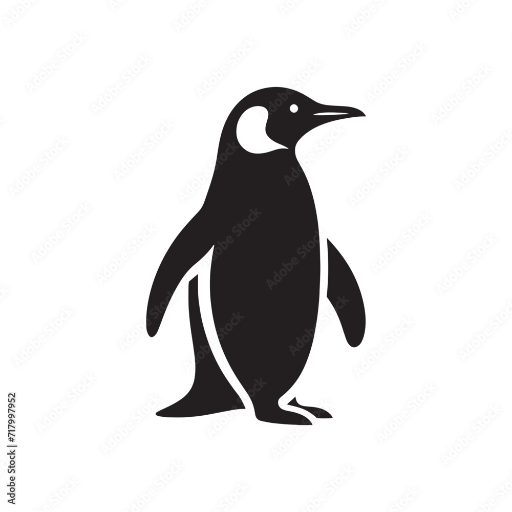Fototapeta premium Subtle Solitude: Penguin Silhouettes in a Quiet Exploration of the Antarctic Wilderness - Penguin Illustration - Penguin Vector 
