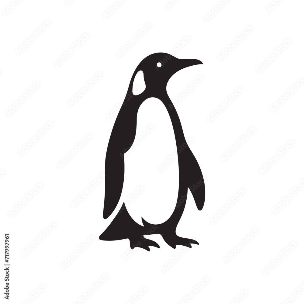Fototapeta premium Polar Harmony: Penguin Silhouette Set Illustrating the Harmonious Coexistence of Antarctic Avian Life - Penguin Illustration - Penguin Vector 