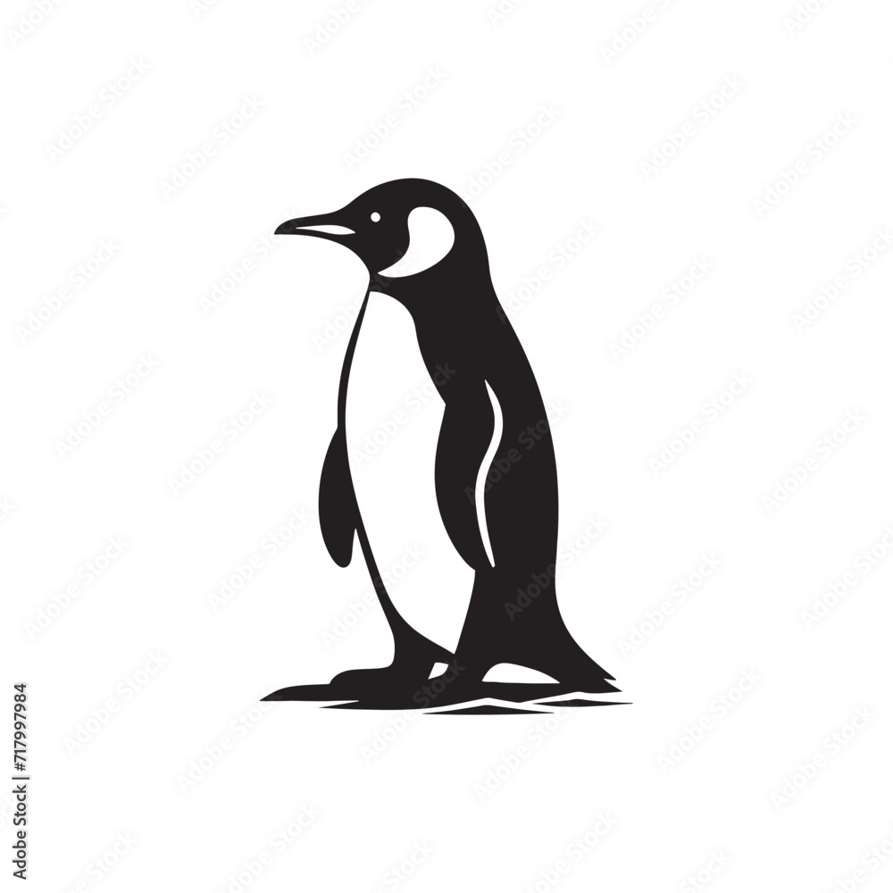 Obraz premium Frosty Reverie: A Symphony of Penguin Silhouettes Conjuring Imaginative Scenes of Antarctic Daydreams - Penguin Illustration - Penguin Vector 