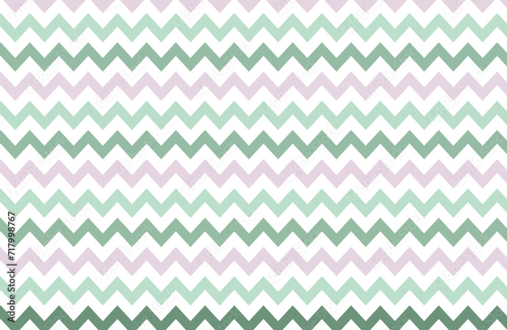 Green waves zig zag seamless background texture. Popular zigzag pastel chevron pattern on white background