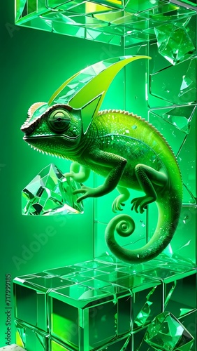 Glass chameleon figurine, Digital Art, Cute Figurine