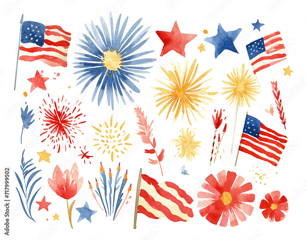 Obraz premium Independence Day watercolor with a festive theme