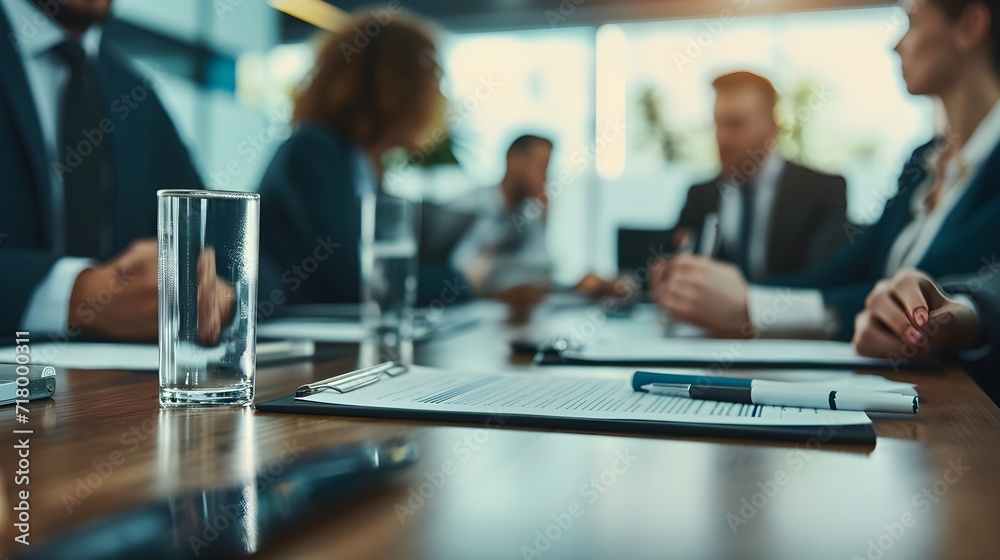Close-up portrait of a business meeting in the office, generative AI