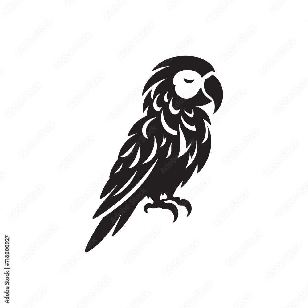 Exquisite Plumage: Parrot Silhouettes Displaying the Exquisite Artistry of Nature's Feathered Palette - Parrot Illustration - Parrot Vector
