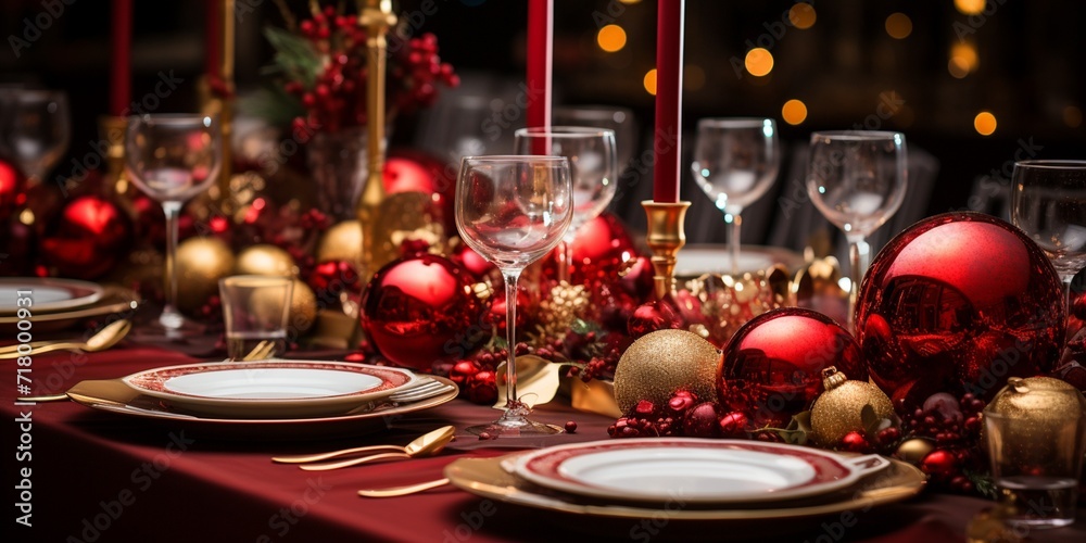 Exquisite Red and Gold Accent Pieces Presented in a Festive Setting