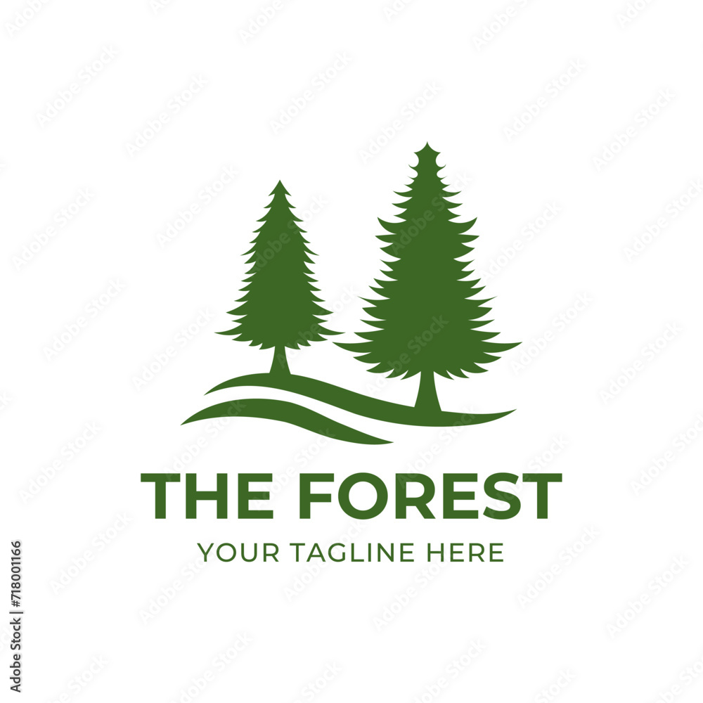Tree logo design. Pine forest logo vector illustration Tree logo design. Pine forest logo vector illustration