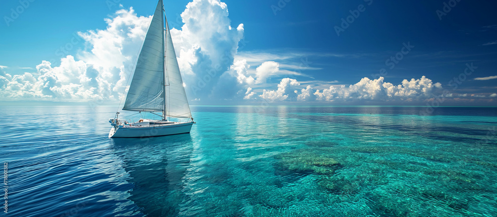 A person sailing a boat and enjoying the sea	 - obrazy, fototapety, plakaty 