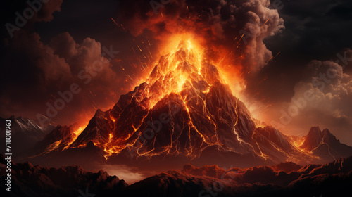 Close up volcano eruption